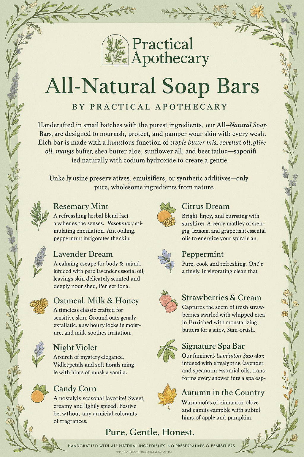 All natural soap bars